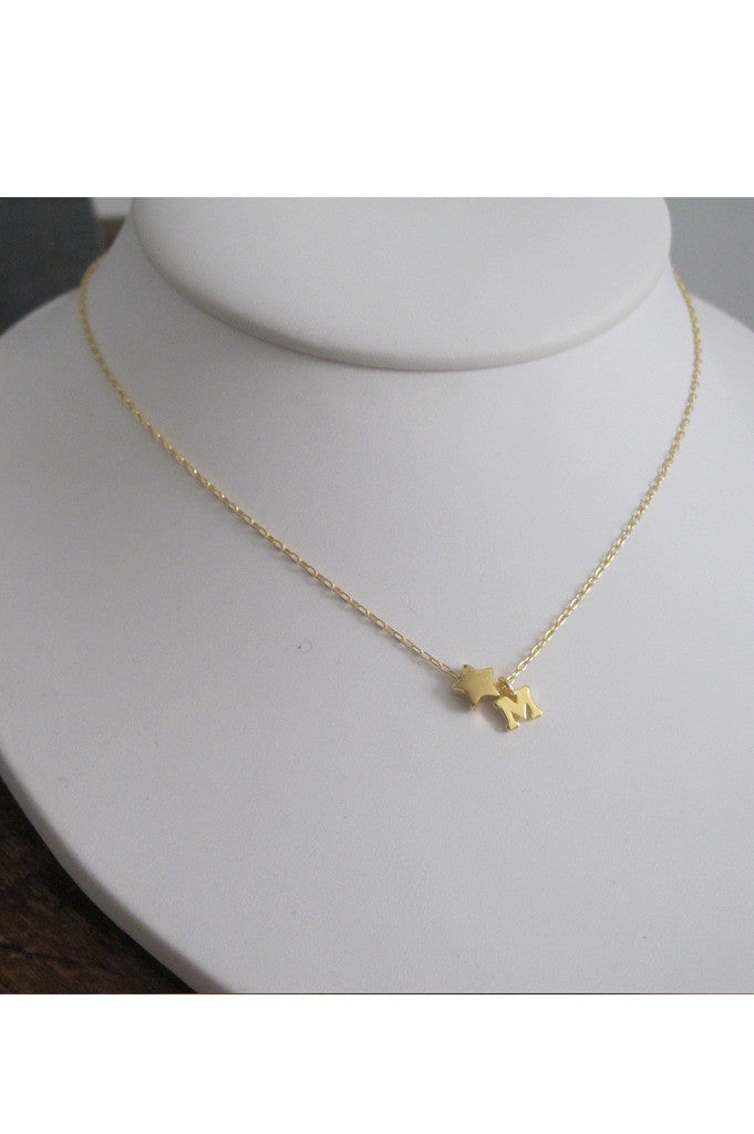 Sterling Star+Letter Charm Necklace