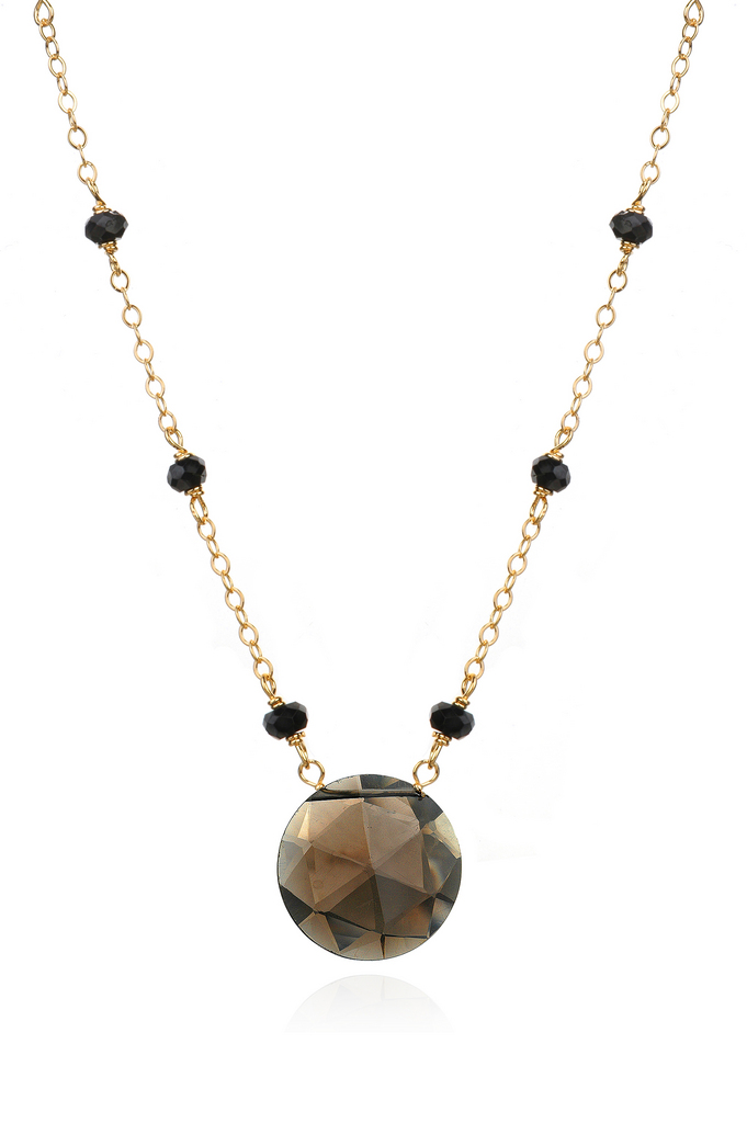 Black Garnet and Smoky Quartz Necklace