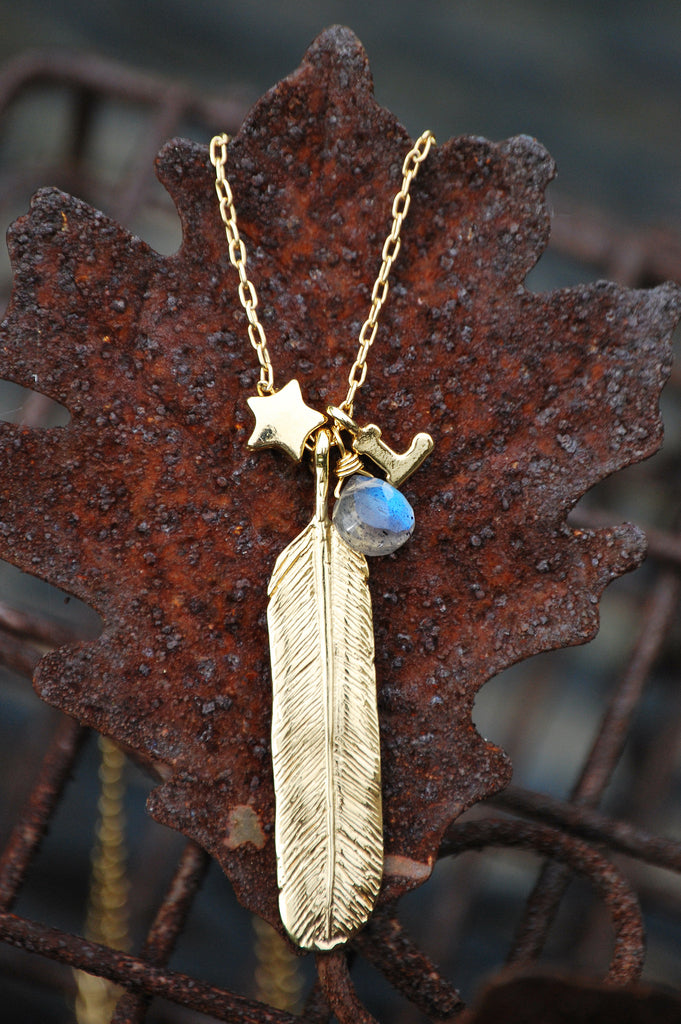 Sterling Feather Charm Necklace