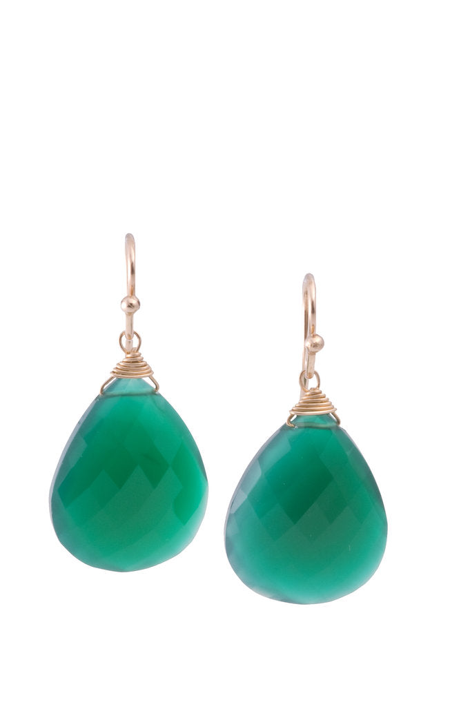 Green Onyx Teardrop Earrings