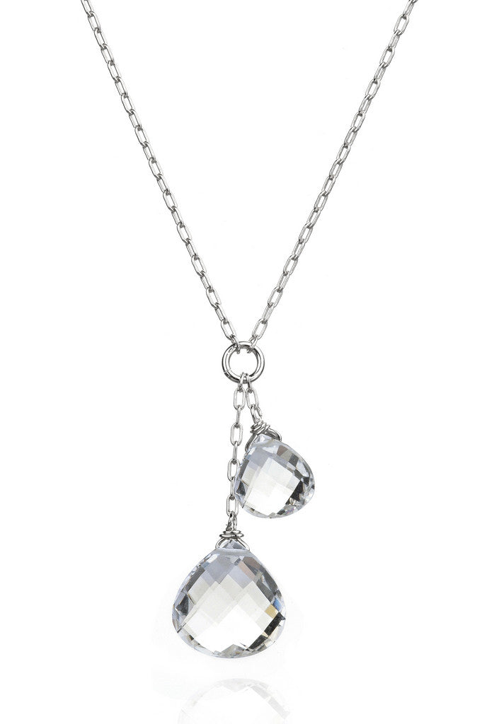 Gifts for Grads - Rock Crystal Quartz Double Drop Necklace