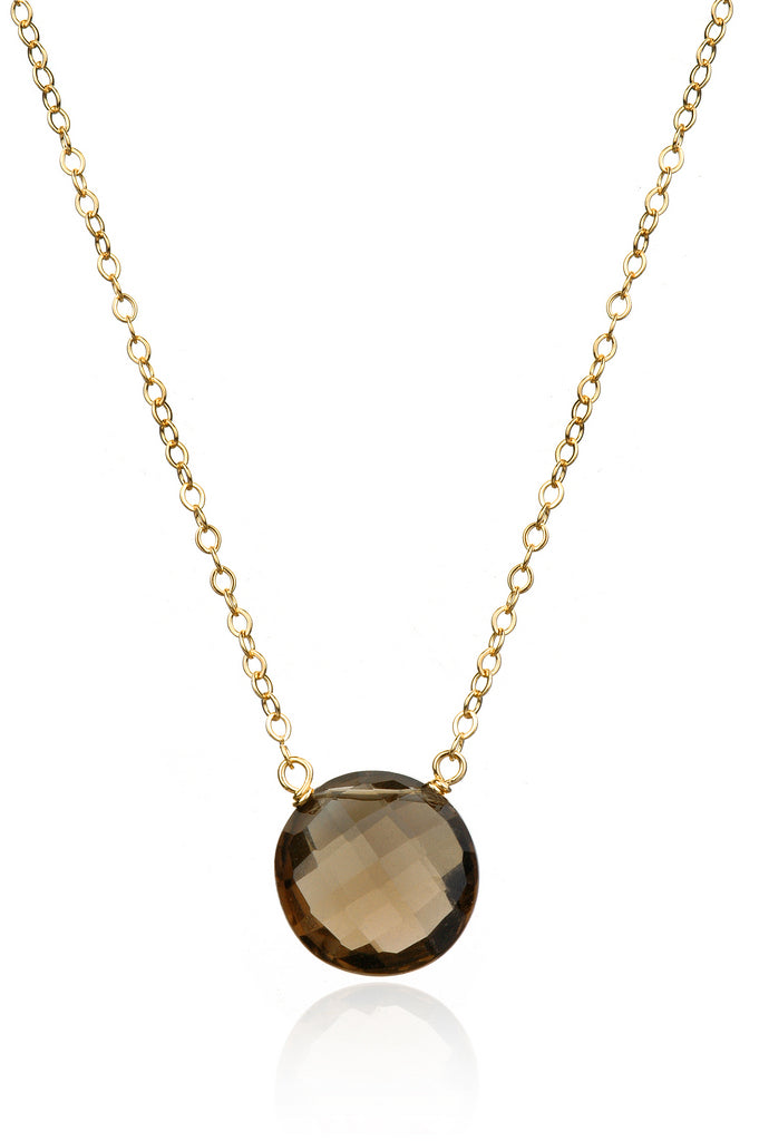 Smoky Quartz Coin Necklace