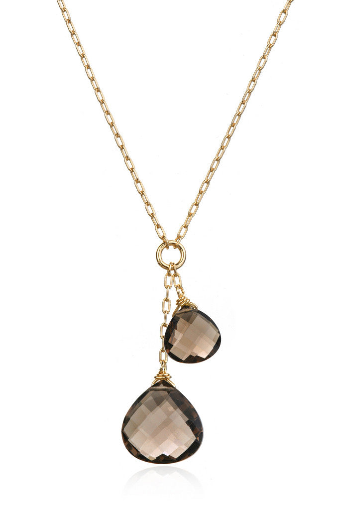 Smoky Quartz Double Drop Necklace