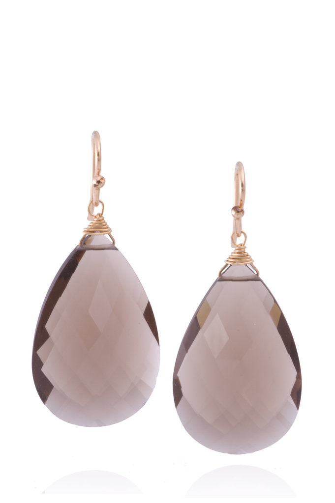 Smoky Quartz Large Teardrop  Earrings