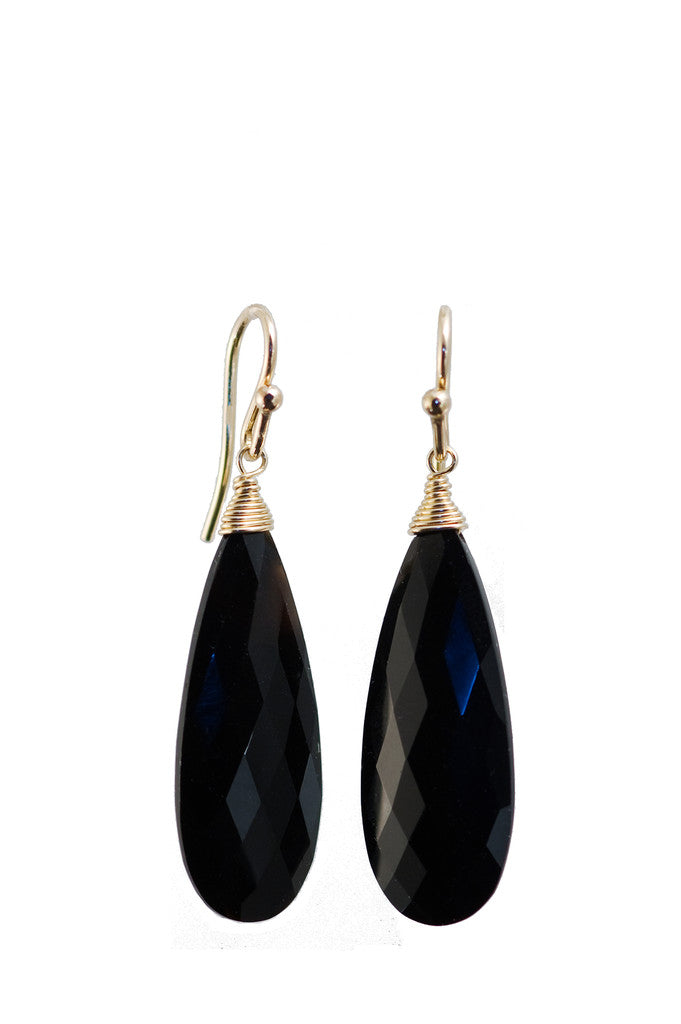 Black Onyx Tapered Almond Earrings