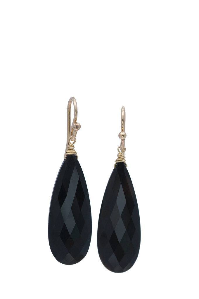 Black Onyx Tapered Almond Earring