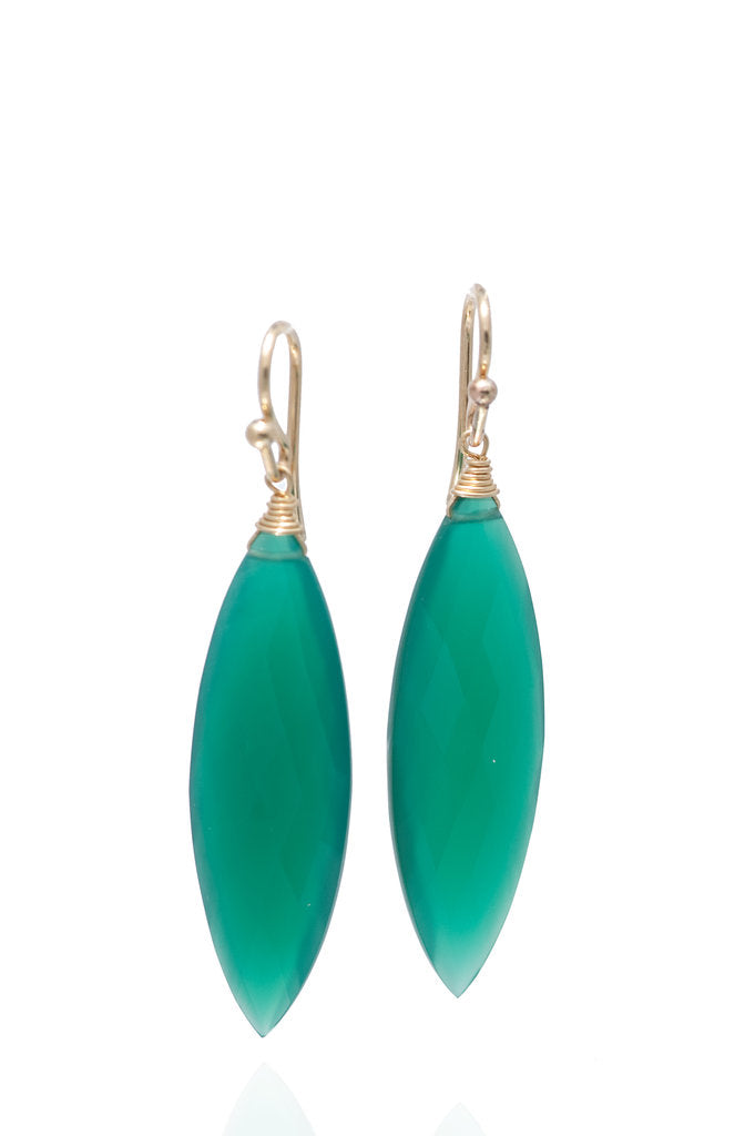Green Onyx Marquis Earrings