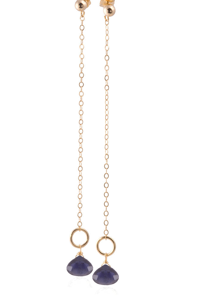 Iolite Circle Drop Earrings