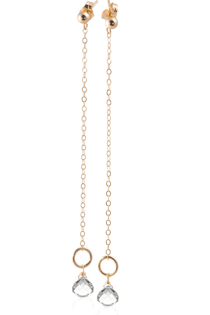 White Topaz Circle Drop Earrings