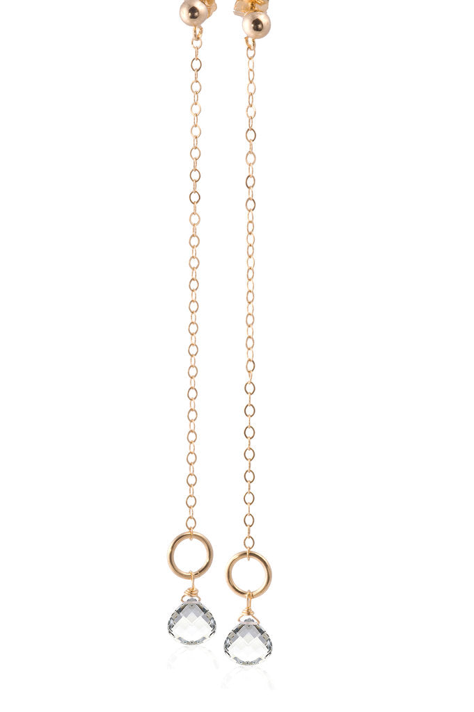White Topaz Circle Drop Earrings
