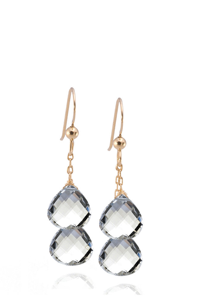 Rock Crystal Quartz Double Drop Earrings