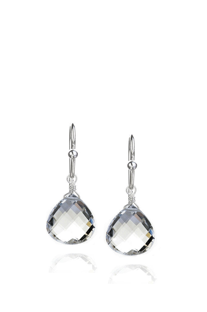 Rock Crystal Quartz Drop Earrings in Silver