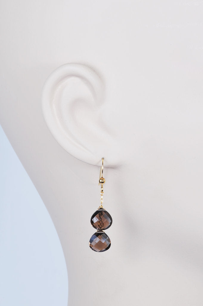 Smoky Quartz Double Drop Earrings